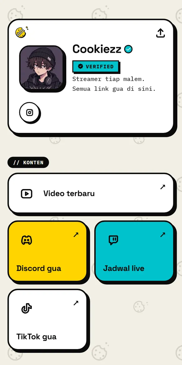 Contoh halaman Cookiezz pake template Bento