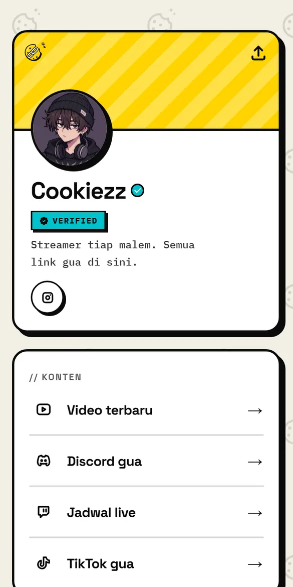 Contoh halaman Cookiezz pake template Creator