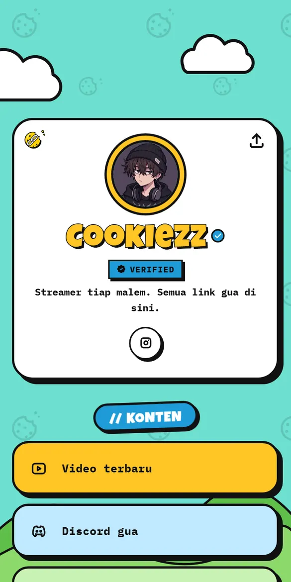 Contoh halaman Cookiezz pake template Petualang