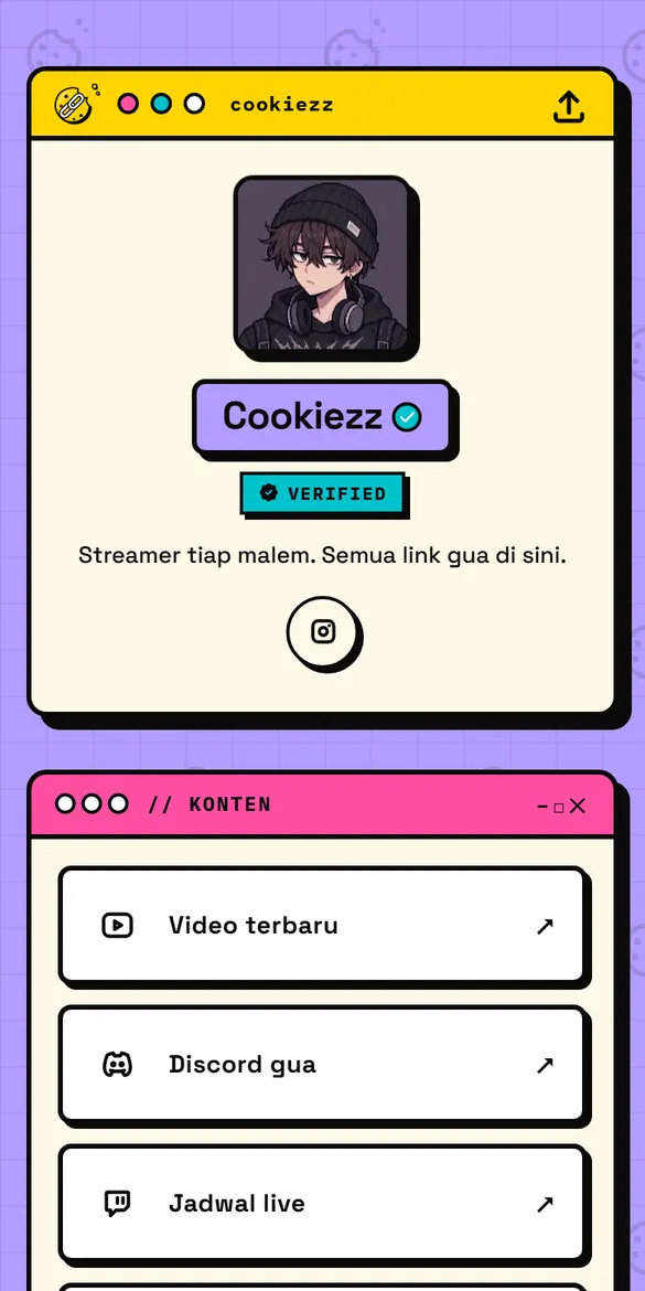 Contoh halaman Cookiezz pake template Retro Window